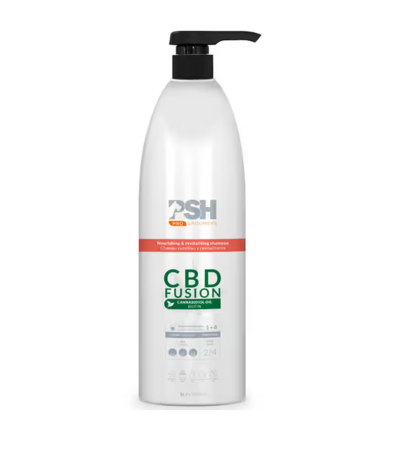 Shampoo PSH Pro CBD Fusion - per cani e gatti con problemi di caduta dei capelli, concentrato 1:4 - 1L