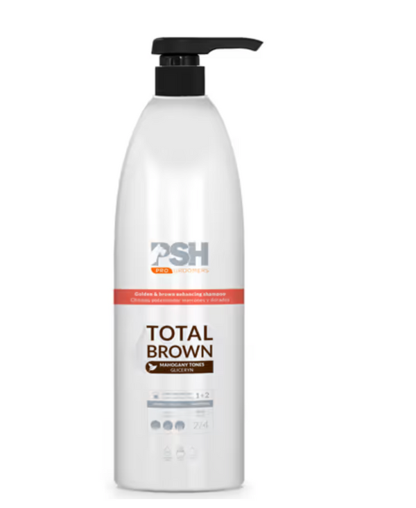 Shampoo PSH Pro Total Brown - rinforzante per il colore del mantello dorato e marrone, concentrato 1:2 - 1L