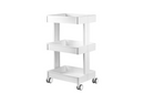 Activ 084 - carrello per toelettatura in plastica, tavolino laterale, 3 ripiani su ruote, bianco