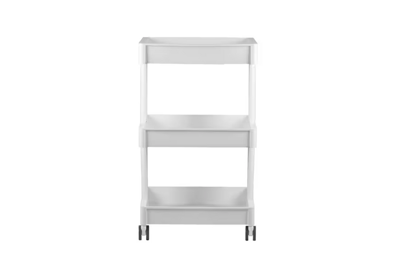 Activ 084 - carrello per toelettatura in plastica, tavolino laterale, 3 ripiani su ruote, bianco