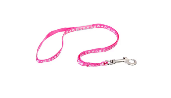 Groom Professional Arno Pink 45cm - guinzaglio da toelettatura in nylon con impronta di zampa bianca, rosa, largo 1 cm